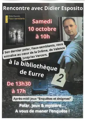 <h3><span style="background-color: rgb(255, 255, 255);">Rencontre avec Didier Esposito à la bibliothèque de Eurre le Samedi 10 Octobre à 10 h 📗 </span></h3>