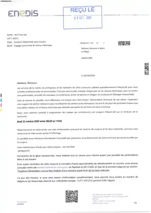 <h2><em>Coupure électricité jeudi 22/10/2026 08h30/11h 55 </em></h2>