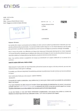 <h2>Coupure d’électricité mardi 20 octobre 2026</h2>
