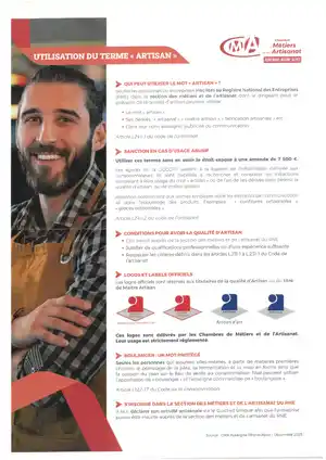 <h3><strong>Information de la Chambre de Métiers et de l’Artisanat Auvergne Rhône- Alpes</strong></h3>