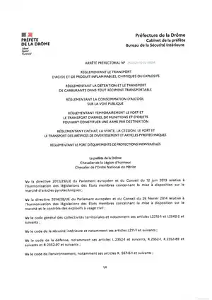 <p>Arrêté préfectoral valable jusqu'au lundi 26 octobre 2026 8h00</p>